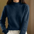 thumbnail image 2 of Mock Neck Pullover Sweaters for Women Soft Warm Long Sleeve Ribbed Cuffs Winter Clothes High Neck Fall Outfits for Women Knit Sweater Fashion Clothing Solid Color Loose Fit Casual, 2 of 5