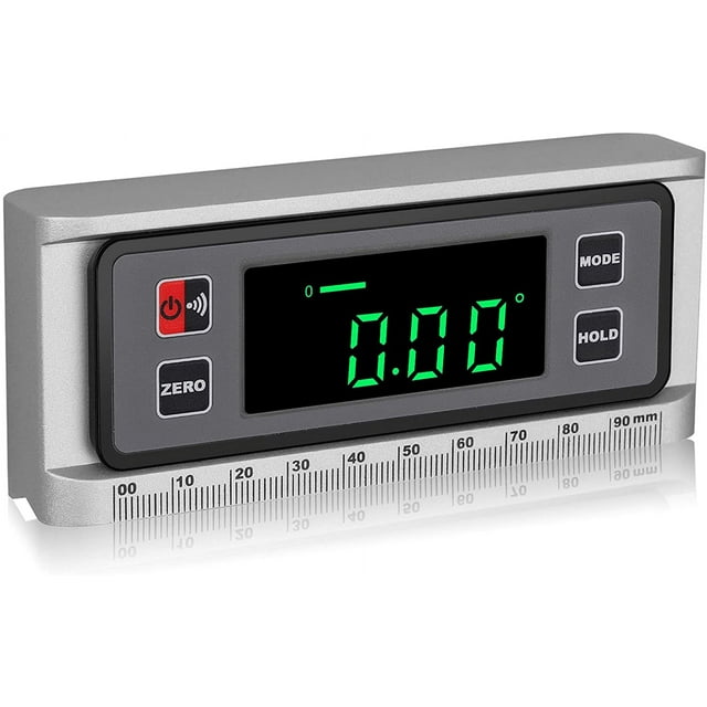 Inclinómetro transportador digital con escala Carcasa de nivel 4 × 90° con base magnética con ranura en V Transportador de ángulo LED Detección IP42 a prueba de agua