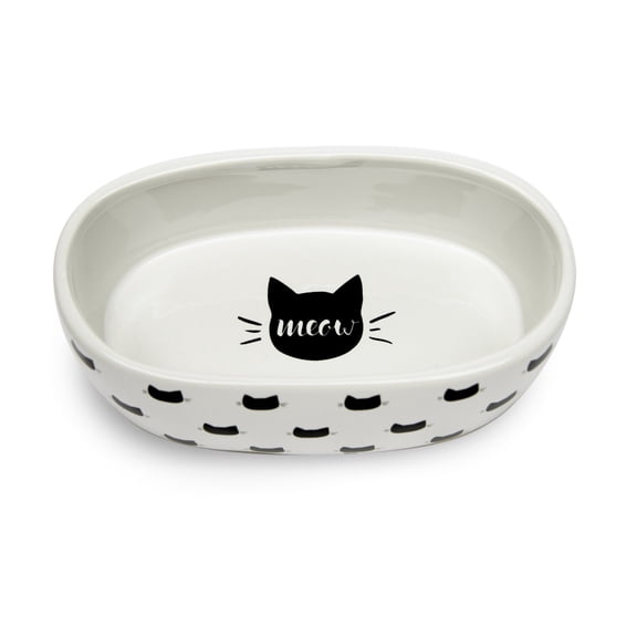 Park Life Designs 5.25" Oval Cat Dish (Monty (White))