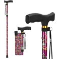 thumbnail image 1 of SupreGear Folding Cane for Men & Women, Lightweight Adjustable Walking Stick with T-Handle & Wrist Strap,Purple Floral, 1 of 6