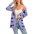 thumbnail image 2 of Cardigan Sweaters for Women Halloween Day Sweaters Bat Printed Knit Button V Neck Open Front Long Sleeve Mid-Length Fall Fashion Outerwear Cardigans Alsol Lamesa, 2 of 6