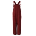thumbnail image 4 of Lisingtool Jumpsuits for Women Women's Sleeveless Overalls Jumpsuit Casual Solid Summer Wide Leg Bib Pants Bottons Jumpsuit Romper with Button Pockets Solid Color Button Womens Overalls Red, 4 of 7