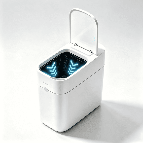 Joybos 2.4 Gallon Touchless Bathroom Trash Can with Automatic Motion Sensor, Soft Close Lid, Trash Bag Retention, White