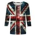 thumbnail image 4 of FAIWAD Femmes 3/4 Manches Blouses Casual Col Rond Imprimés Graphiques Tops Branché Festival Pull Tops, 4 of 5