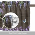 thumbnail image 6 of Purple Floral Valance Curtain for Windows Spring Flowers Bicycle Butterfly Brown Wood Grain Rod Pocket Curtain Valances Short Window Treatments for Kitchen Bathroom Laundry Basement 60 x 18 Inch, 6 of 9