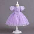 thumbnail image 4 of Vestido de niña de un año con flores y mangas abullonadas, elegante, falda corta de malla abullonada, vestido de princesa para niñas, 4 of 5