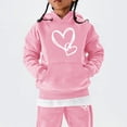 thumbnail image 5 of CPNG Teens Kids Unisex Boys Girls Sweatsuit 2 Piece Set Heart Print Sweatsuits Hoodie Sweatshirts and Sweatpants Set(Pink,9-10 Years), 5 of 5