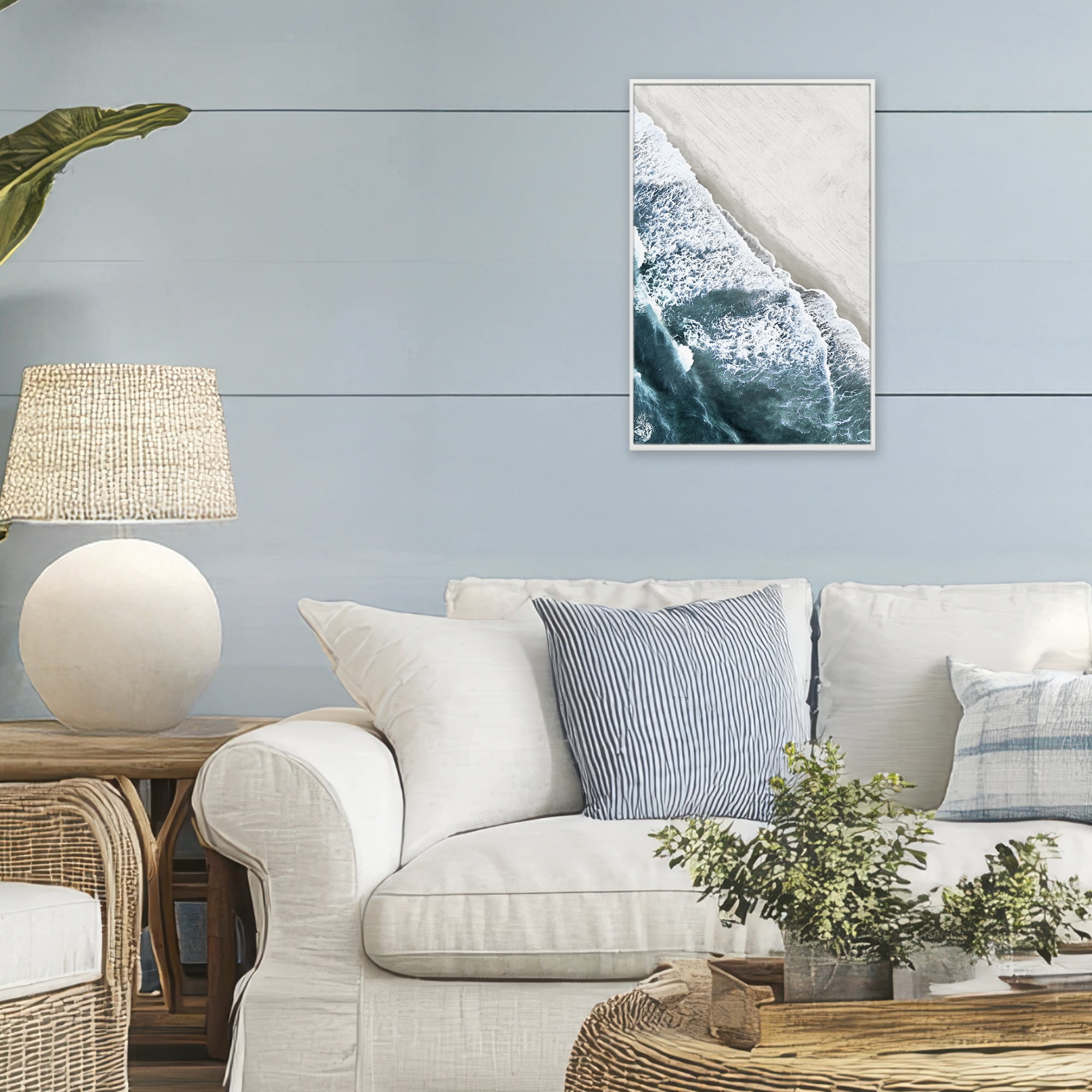 Stupell Industries Corolla Beach Breezy Shoreline White Framed Giclee Art, design by Natalie Carpentieri