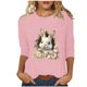 thumbnail image 2 of Xuyuer Ladies' Easter Print Round Neck Three Quarter Sleeve 3/4 Sleeve T-shirt Loose Tops Casual Loose Fit Crewneck T Shirts Tunic Tops, 2 of 5