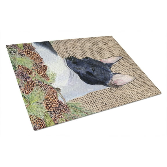 Caroline's Treasures Rat Terrier Glass Cutting Board Large