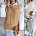 thumbnail image 4 of MIUOWANP Cotton Sweaters for Women Fashion Women Casual Hollow Knitted Vest Sweater Vest Gray L, 4 of 4