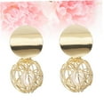 thumbnail image 3 of OUNONA Retro Earrings For Women Modern Art Drop Shape Round Ball Faux Pendant Golden Pendant Wedding, 3 of 8