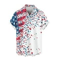 thumbnail image 4 of Jinhomg Mens Stars And Stripes Shirt Big And Tall Short Sleeve Button Down Shirts Casual Comfy American Flag Print Beach Tops Summer Vacation Outfit White M, 4 of 7