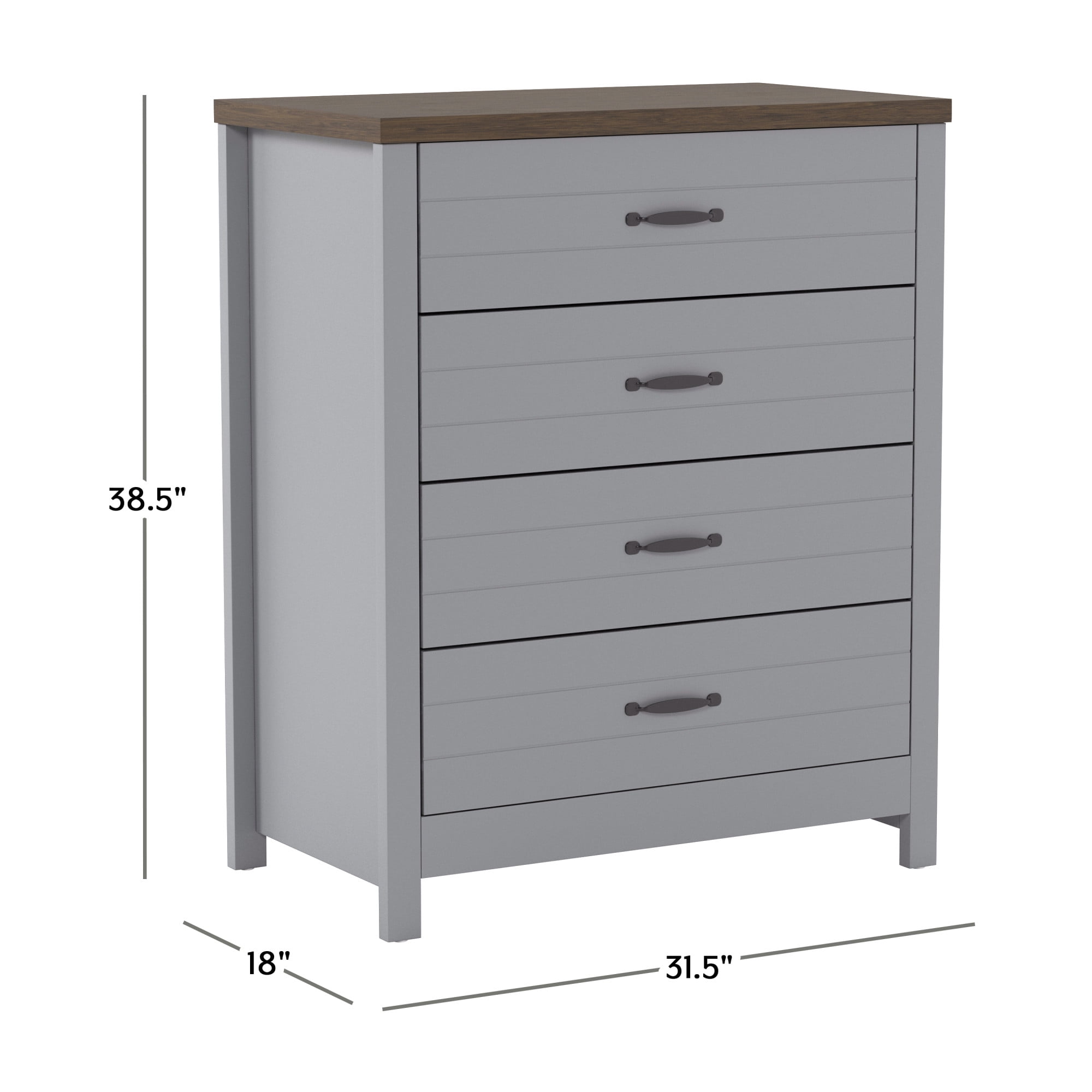 Lancaster Farmhouse 4-Drawer Dresser, Espresso, by Hillsdale Living Essentials