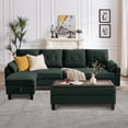 thumbnail image 3 of Pingliang Home Sectional Sofa with 2 Storage Ottomans,L Shaped 4 Seat Sofa Couch with Coffee Table Ottoman,Modern Linen Sofa for Living Room,Apartment,Office,Studio,Green, 3 of 13
