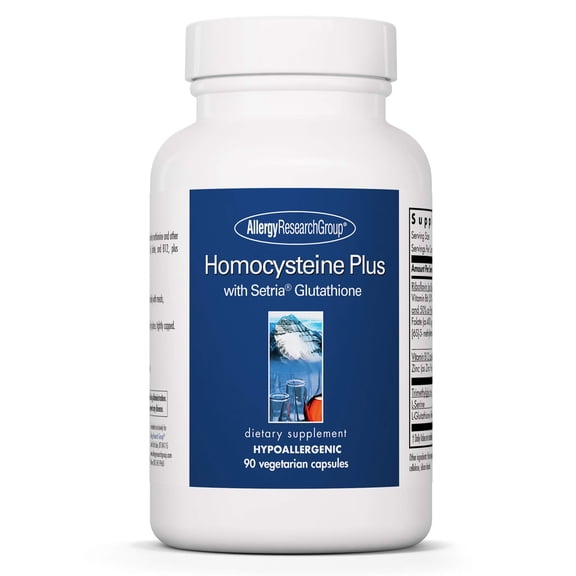 Allergy Research Group Homocysteine Plus Supplement - with Setria Glutathione, Vitamin B Complex, Trimethylglycine, Vegetarian Capsules - 90 Count