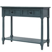 Entryway Table with Drawers, SEGMART Console Table with Storage, Solid Wood Vintage Sofa Table with Bottom Shelf, Modern Entry Table Hallway Table for Living Room Entryway Hallway Foyer, Navy