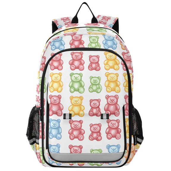 FORMRS Unisex School Backpack 17" Student Travel Bag with Laptop Compartment, Gummy Bear Pattern