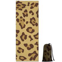 Yellow and Brown Of Leopard Print Hot Yoga Mat Towel Non Slip for Hot Yoga - Quick-Drying Yoga Mat Cover with 4 Corner Pockets with Travel Bag - Hot Yoga Towel Non Slip 74"x26"