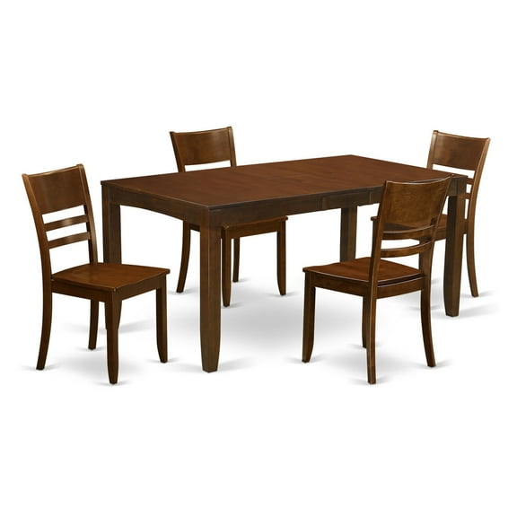 East West Furniture Lynfield 5 Piece Extension Dining Table Set with Fields Chairs