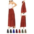 thumbnail image 6 of Women's Casual Elastic High Waist Solid A Line Layer Ruffle Swing Maxi Skirt, 6 of 6