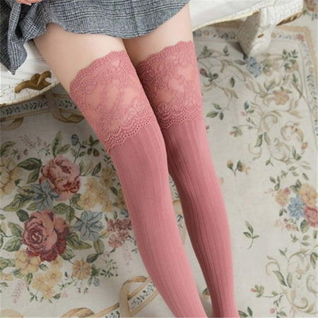 

EQWLJWE Spring Autumn Women Solid Color Warm Lace Lengthened Over-the-knee Socks Stockings Socks Holiday Clearance