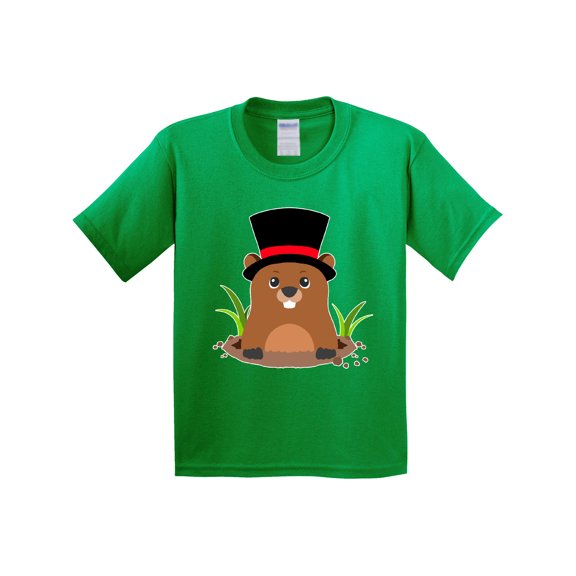 Inktastic Groundhog Day with Groundhog in Top Hat Youth T-Shirt