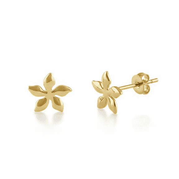 Vinali 14K Solid Gold Plumeria Flower Earrings – Real Gold Petite Studs