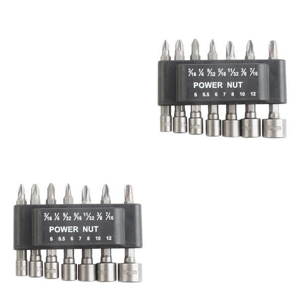 Eigraketly Juego de brocas para taladro eléctrico con tuerca de perno Hexagonal, Kit de manguito de enchufes de controlador de impacto portátil, Tipo 2 2Conjunto