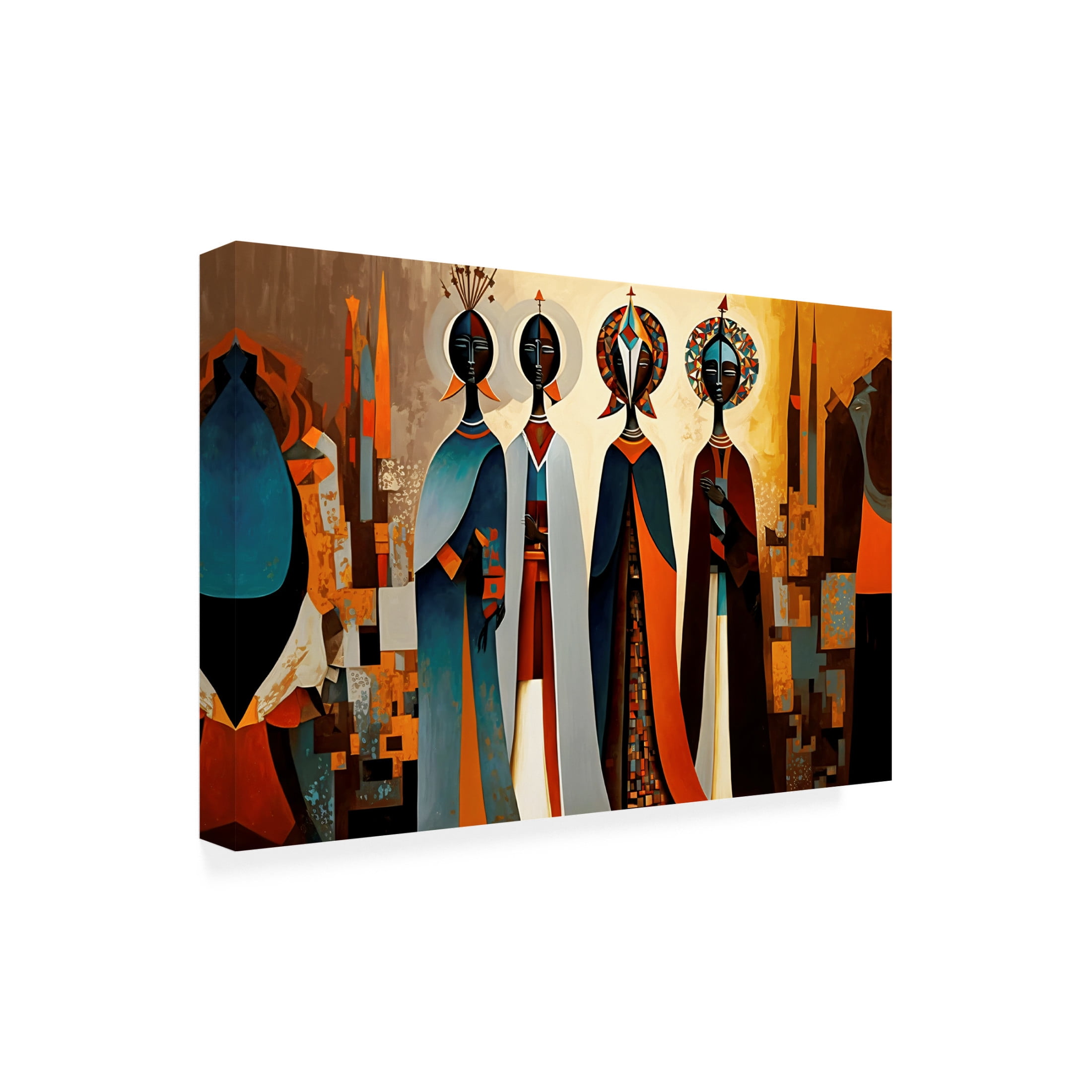 Canvas Wall Art - Ray Heere 'Mid Century Celebration Of All Cultures 1' Wall Art for Living Room, Bedroom, or Office Décor by Trademark Fine Art - 47 x 30 Inches
