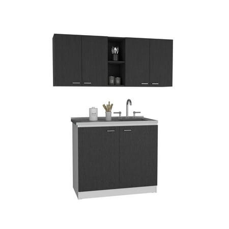 Depot EShop Luther 2-Piece Engineered Wood Kitchen Set in Black