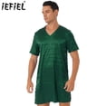 thumbnail image 2 of Bata de dormir para hombre, ropa de dormir, camisón de mujer, batas de satén, camisón con cuello en V, ropa de casa de manga corta, ropa de dormir con abertura lateral, 2 of 5