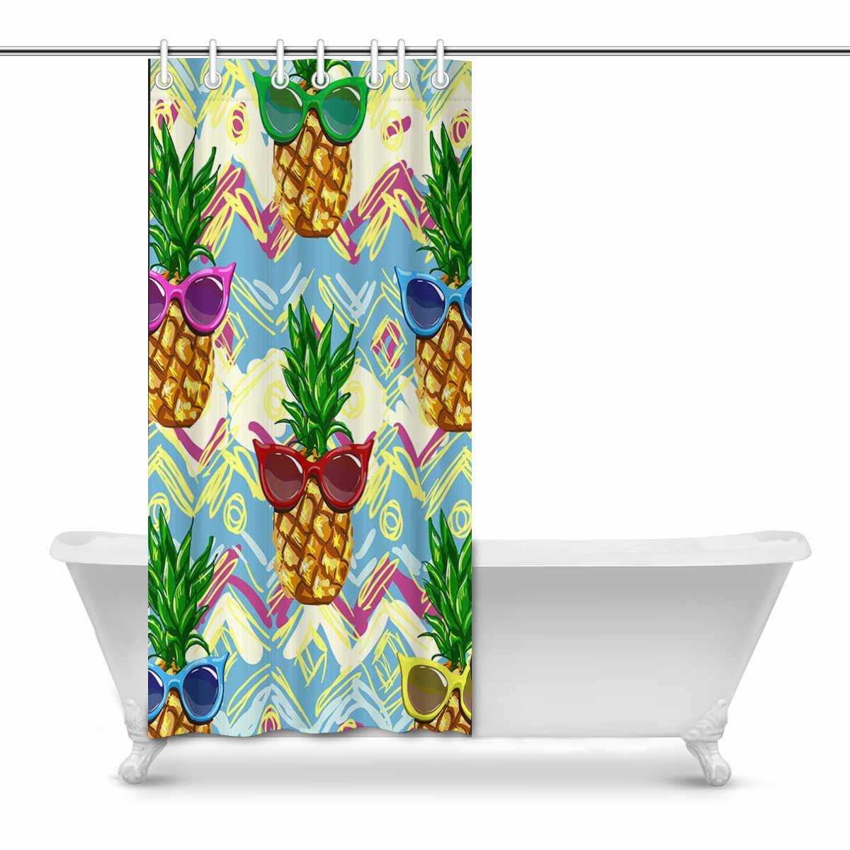 Pop Pineapple Bathroom Decor Shower Curtain Set 36x72 Inch Walmart Canada