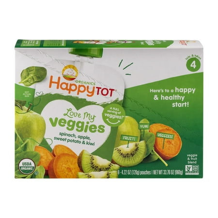 India Sweet Fruit - Happy Tot Love My Veggies Organics Spinach, Apples, Sweet Potatoes & Kiwi Veggie & Fruit Blend 8-4.22 oz. Box