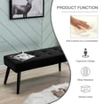 thumbnail image 4 of Foredo Velvet Upholstered Accent Bench, Modern Entryway Bench with Button Tufting and Solid Wood Legs, Indoor Bench for Bedroom Living Room, Black, 4 of 7