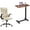 Brown+White, variant on GIANNA Overbed Bedside Table & Chair, Adjustable Hospital & Home Use Bed Table with Wheels, Rolling Laptop Table, Mobile Standing Desk