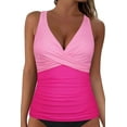 thumbnail image 7 of Firpearl Plus Size Push Up Tankini Tops for Women Large Bust Sexy Slimming Bathing Suit Underwire Swimsuit Top Hot Pink Gradient US18, 7 of 7