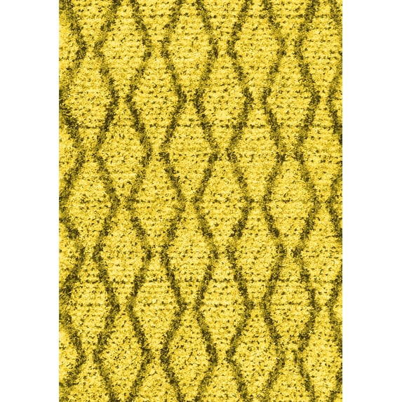 Ahgly Company Indoor Rectangle Trellis Yellow Modern Area Rugs, 5' x 8'