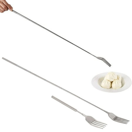 

Clinaoy 2Pcs Stainless Steel Telescopic Fork Extendable Long Handle Food Grade Dishwasher Safe Portable Grilling Fork Utensil Cutlery Barbecue Tool