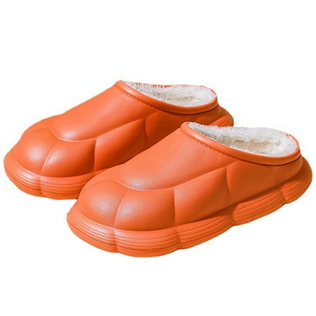 

Winter Waterproof Plush Slippers Warm Lining Thick Cotton Shoes for Men Women 39 Pink
