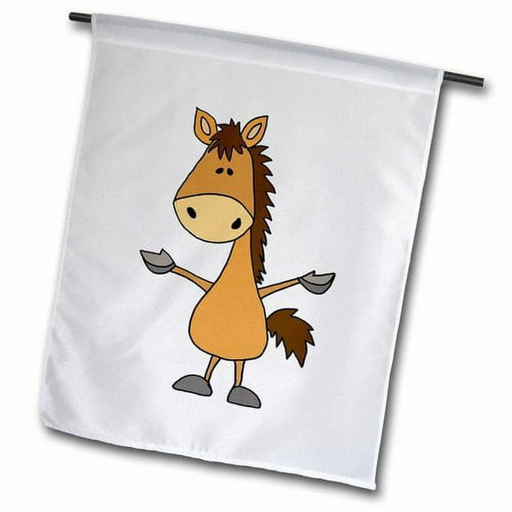 3dRose, Funny Cute Bay Horse Cartoon, 12 x 18 inch Garden Flag