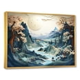 thumbnail image 2 of Designart "Vintage Winter Charm in Japanese Rivers II" Landscapes Framed Wall Art - Traditional Blue Winter Landscape Entryway Framed Wall Art Print, 2 of 6