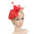 thumbnail image 1 of Fascinator de plumas para boda, década de 1920, gran mujer, dama, sombrero lateral, Clip rojo Colcomx Sombrero de la mujer, 1 of 8