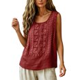 thumbnail image 4 of Womens Linen Embroidered Tank Tops 2026 Trendy Summer Casual Loose Fit Crewneck Sleeveless Shirts Fashion Ladies Blouses, 2XL, 4 of 7