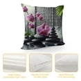 thumbnail image 4 of Orinice  Orchid Throw Pillow Cushion Cover, Greenery Composition of Tree and Exotic Wild Fuchsia Flowers Stones, Decorative Square Accent Pillow Case,  Green Dimgray White, 4 of 5