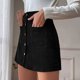 thumbnail image 4 of Gibobby Falda estampada para mujer Falda corta para mujer, falda sólida de cintura alta con cremallera para otoño e invierno, falda envolvente de pana a la cadera, falda sólid(Negro， L), 4 of 5
