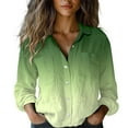 thumbnail image 2 of Green Womens Blouses Women's Single Breasted Pleated Lapel Shirt Station Explosion Women's Solid Color European and American Sleeve Top Ladies Tops and Blouses, 2 of 5