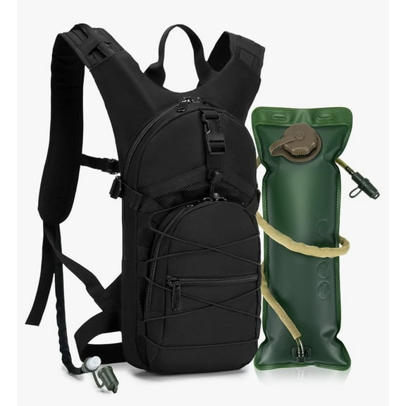 Gowoo Hydration 3L Tactical Hydration Backpack with Water Bladder Leak-Proof Military Daypack for Hiking, Running, Cycling, Camping, Hunting, Walking, Outdoor; Black