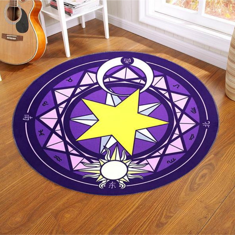 Modern Home Decor Diameter 5ft Living Room Bedroom Singingin Round Area Rugs for Kids Room Cool Guitar with Water and Fire Pattern Shag Area Rug Non-Slip Soft Plush Floor Carpet Mat for Nursery 