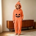thumbnail image 7 of VIPOIN Kids Halloween Pumpkin Onesie Costume, Soft Fleece Hooded Jumpsuit with Cute Patch for Cosplay & Loungewear, 7 of 7